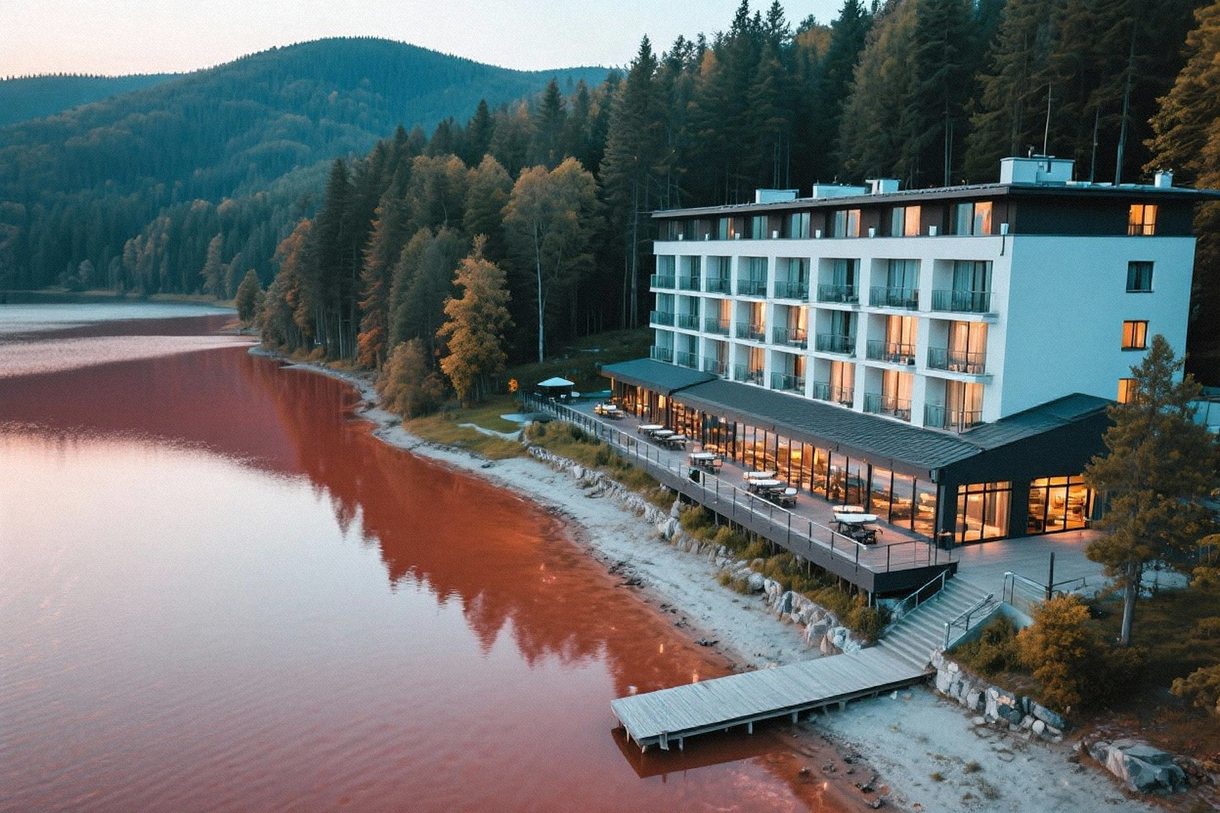 Hotel cu vedere la Lacul Ursu în Sovata
